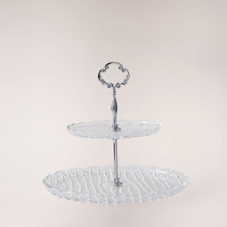 La Mesa two tier serving stand with silver handle 27.3*27.3*2.2 cm