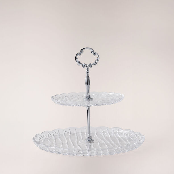 La Mesa two tier serving stand with silver handle 27.3*27.3*2.2 cm image number 0