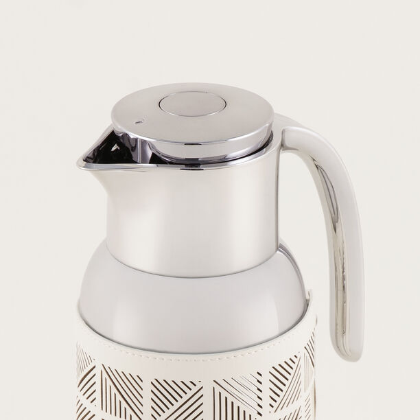 دلتي دلة ستانلس ستيل بلمسة جلد، بيج فاتح 1.3 لتر image number 2