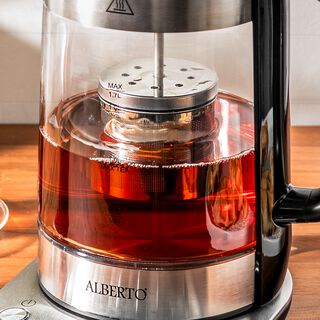 Alberto glass tea maker with steel control base ,1850 W