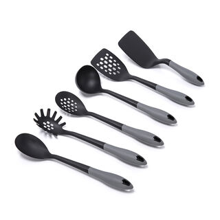 Alberto 6 piece cooking utensil set black and grey color
