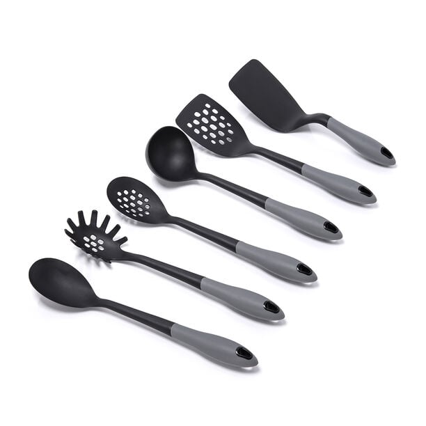Alberto 6 Piece Cooking Utensils With Rotating Stand Black Gray Color image number 3