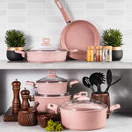 Alberto Granite Cookware Set 9 Pieces With Glass Lid Pinkstone Color image number 0