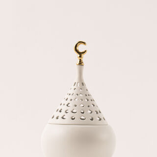Homez ceramic white candle holder 14.8*14.8*25.5 cm