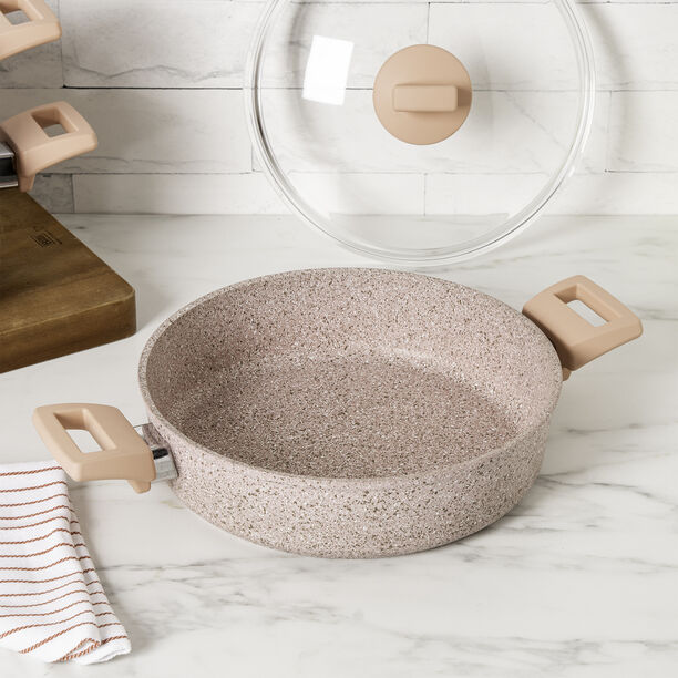 Alberto 7pcs 4mm granite cookware set pink color handle image number 2