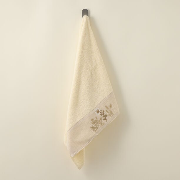 Boutıque Blanche Linen Floral Bath Towel, Cream 50*100Cm image number 3