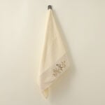 Boutıque Blanche Linen Floral Bath Towel, Cream 50*100Cm image number 3