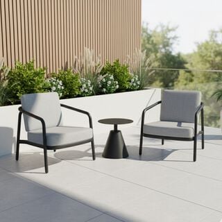 Homze Aluminium Lounge Chair And Side Table Havana, Black 81*89.3*71.8 Cm