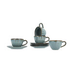 Green porcelain English coffee cups set 8 pcs image number 0
