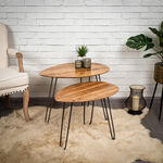 Set Of 2 Side Table Acacia Wood Natural Color  image number 0
