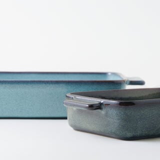 La Mesa stoneware oven to table 2pcs rectangular dish set, blue
