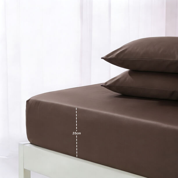 Boutique Blanche Fitted Sheet 100% Tencel 300Tc Queen, Mocha 160*200 Cm image number 2