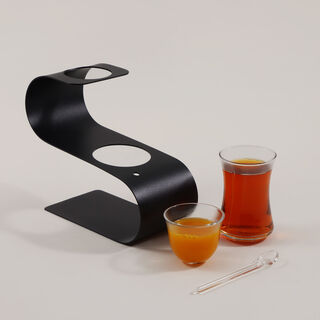 Dallaty glass coffee and tea cup set suitable for 6 people, black