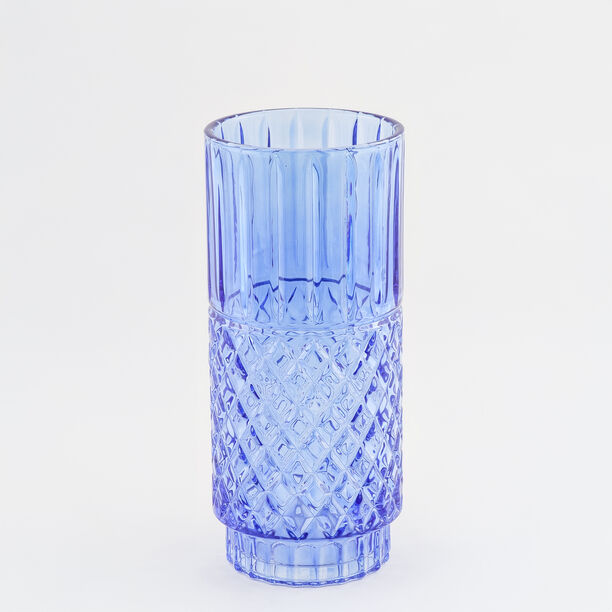 "Homez navy diamond pattern glass vase 15*15*34.3 cm image number 1