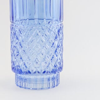 "Homez navy diamond pattern glass vase 14*14*27.6 cm