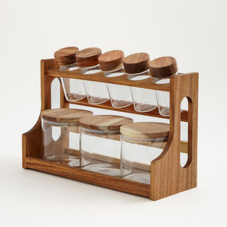 8 Pcs spices set with acacia wood stand