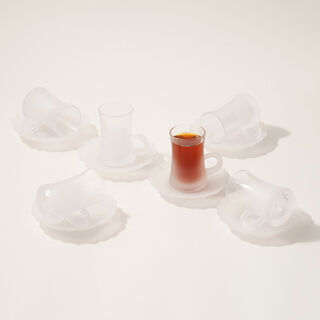 Dallaty tea set 12 pcs frosted glass white