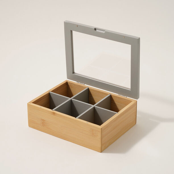 Dallaty bamboo tea box 6 sections, beige image number 1