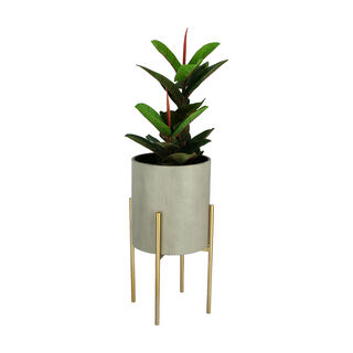 Metal Planter With Gold Legs Grey