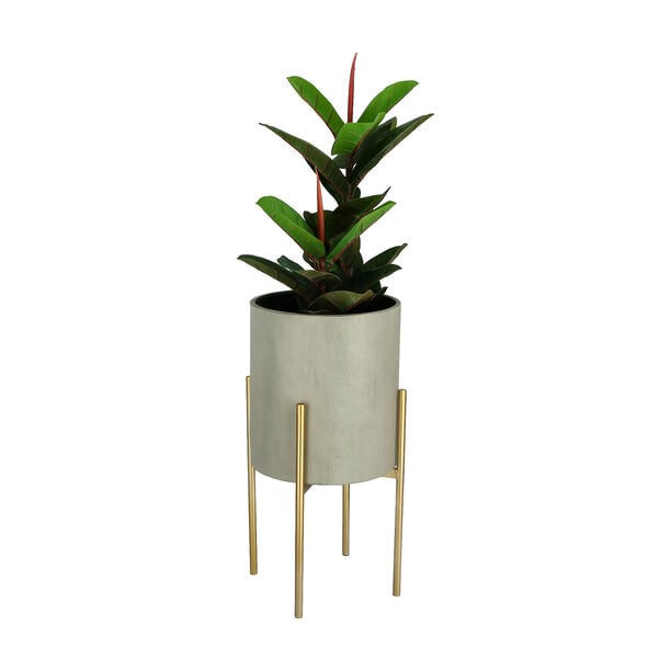 Metal Planter With Gold Legs Grey image number 1