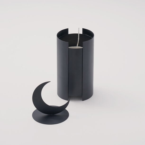 Homez Qamar Collection Candle Holder, Black, 9*9*25 Cm image number 2