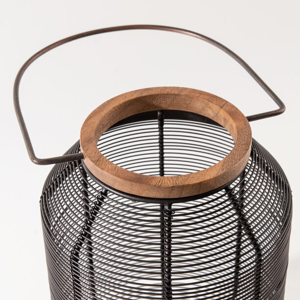 "Homez cage lantern black metal and wood 20*20*30cm image number 2