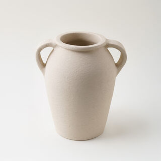 Homez Clay Stone Pot Vase 22*25*29Cm, Offwhite