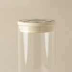 La Mesa Ribbed Glass Jar With Porcelain Cover Taibah Collection, Beige 10*15Cm image number 3