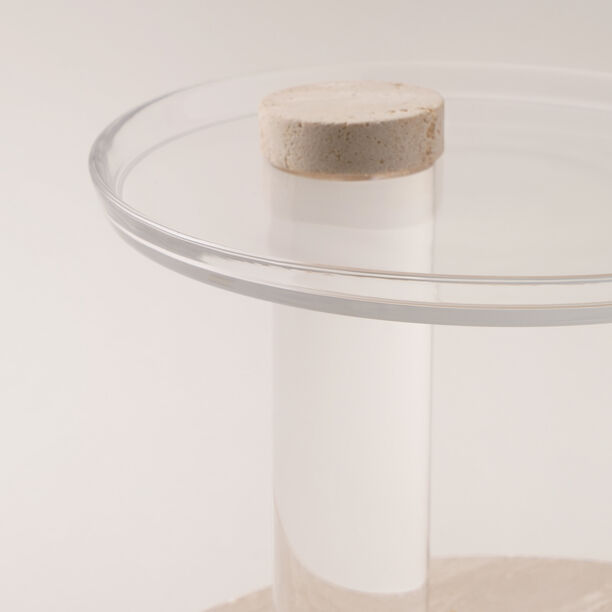 La Mesa 2 tier stand with travertine stone base and acrylic plates dia 24cm,18cm image number 4