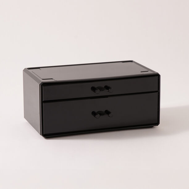 هومز منظم مكياج بلاستيك، أسود 23.8*15.3*10.8 سم image number 1