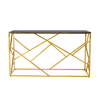 Glass Console Table Gold And Black 140*40*78 cm