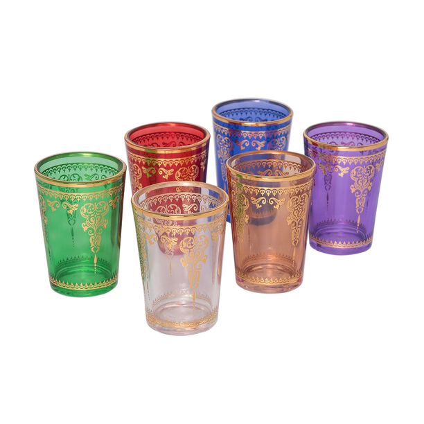 Colored Moroccan Tea Glass Set/Transparent image number 0