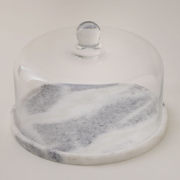 La Mesa glass cake stand with marble base 28*20cm image number 0