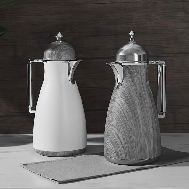 Dallaty 2 Pieces Plastic Vacuum Flask Koufa Gray Wood 1L image number 0