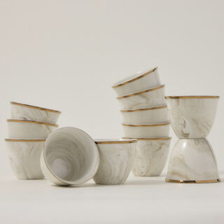 La Mesa 12 Pieces Marble Arabic Coffee Cups Gold