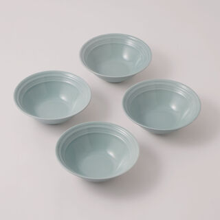 La Mesa embossed porcelain salad bowl set, 4pcs, green 7"