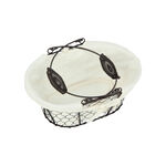 Alberto Metal Oval Bread Basket With Handle Coffee Color image number 2