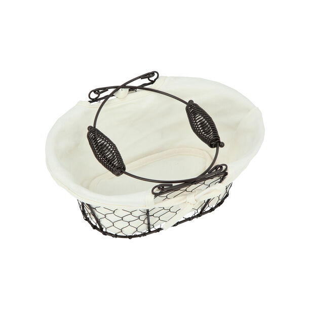 Alberto Metal Oval Bread Basket With Handle Coffee Color image number 2