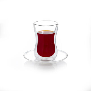 12 Piece Glass Double Wall Arabic Tea And Coffee Set Plain Veer