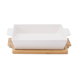 Square Plate With Bamboo