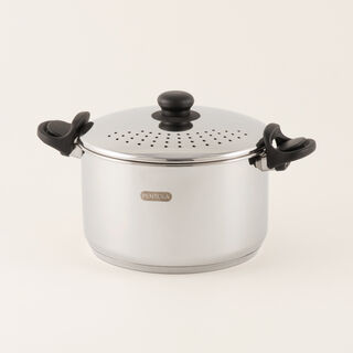 Pentola Silver Stainless Steel Pasta Pot With Strainer Lid, 24Cm