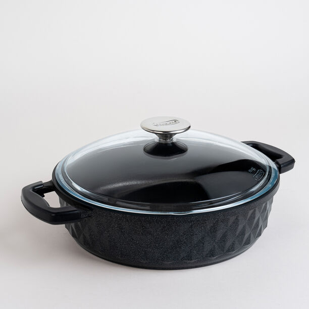 7 Piece Alberto Granite Cookware Set Black With Glass Cover image number 3