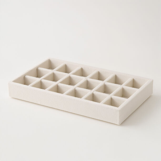 هومز منظم مجوهرات بيج مخمل 18 تقسيمات 21*12.5*2.6سم image number 0