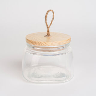 Alberto Glass Jar With Wooden Lid And Hemp Rope 1150Ml