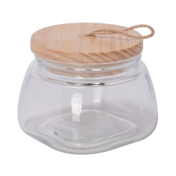 Alberto Glass Jar With Wooden Lid And Hemp Rope 1150Ml image number 0