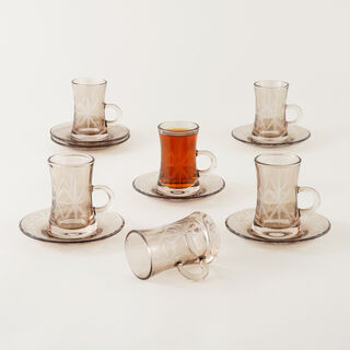Dallaty 12 Piece Honey Glass Arabic Tea Cup Set