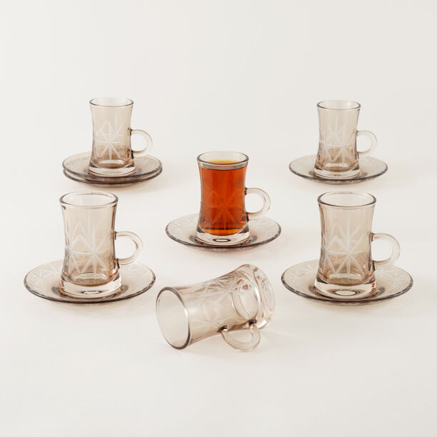 Dallaty 12 Piece Honey Glass Arabic Tea Cup Set image number 0