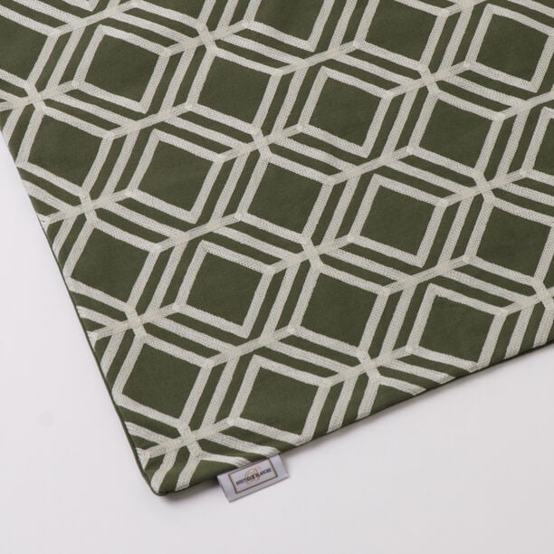 100% Cotton Cushion Cover With Geometric Embroidery Green 45X45Cm image number 2