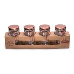 Alberto Glass Mini Spice Jars Set 4 Pieces With Copper Clip Lid image number 1