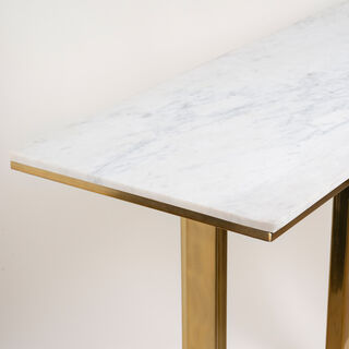 Stainless Steel Console With Marble Top Gold 120*38*80 cm